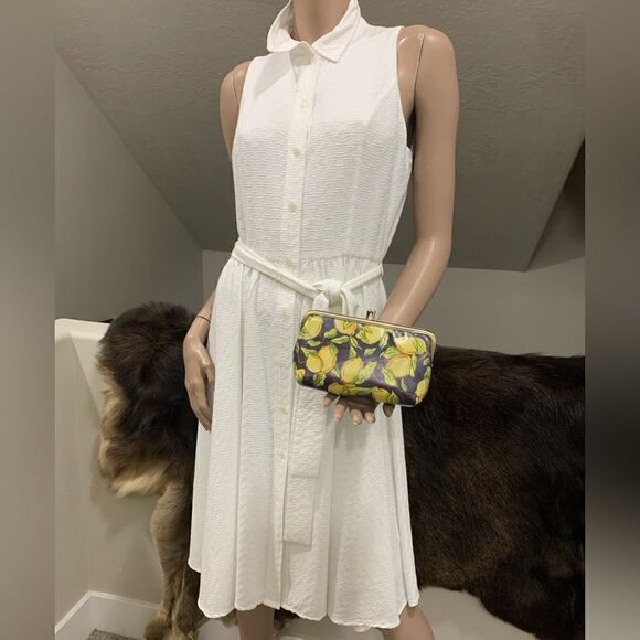 Handmade Cowhide Lemon Print Kisslock Small Clutch/Cosmetic bag/Phone Case - Picture 3 of 13